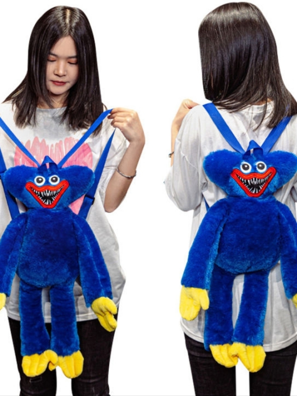 20" Huggy Wuggy Backpack Poppy Playtime Backpack Kids Stuffed Toy Bag BLUE ONLY